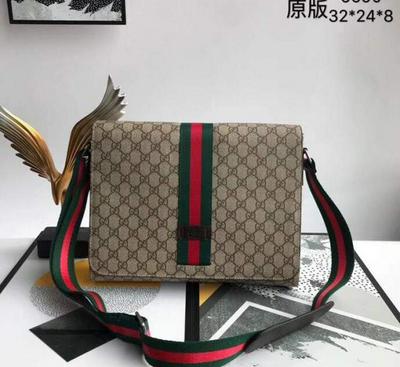 新款 2019 Gucci 古奇专柜同步男士翻盖单肩包斜挎包批发