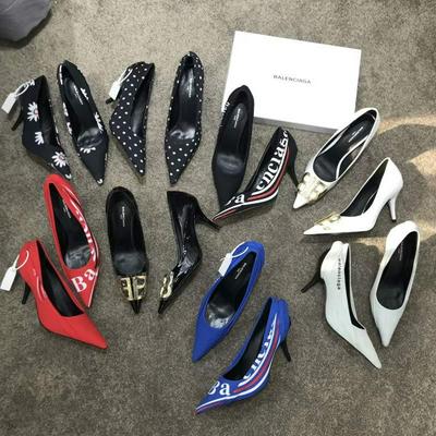 巴黎世家Balenciaga 网红系 绸缎字母单鞋 双B字母扣 黑 白软牛漆皮单鞋+20批发