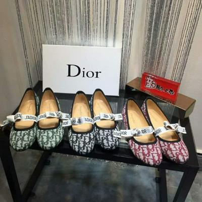 Dior迪奥  新款 小圆头平底 韩国进口牛仔布染色系列批发