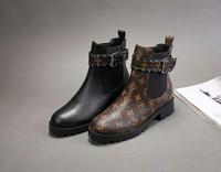 LV Louis Vuitton/路易威登 黑色粒纹小牛皮版Discovery平底及踝靴