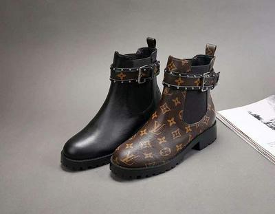 LV Louis Vuitton/路易威登 黑色粒纹小牛皮版Discovery平底及踝靴批发