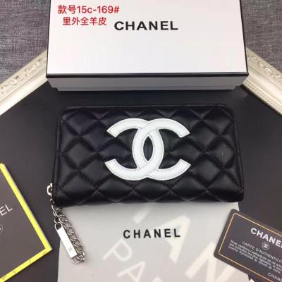 Chanel里外采用小羊皮绣菱形格单拉钱包批发