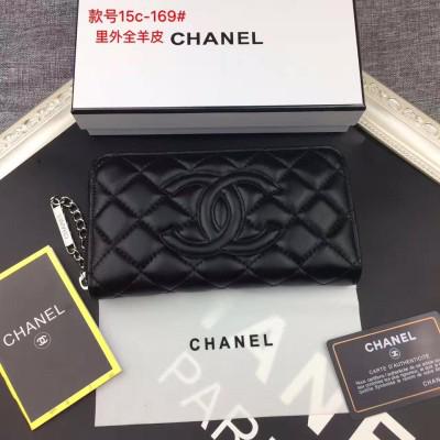 Chanel里外采用小羊皮绣菱形格单拉钱包批发