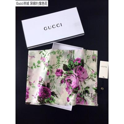 Gucci古奇专柜新款花卉图案羊绒长巾批发