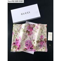 Gucci古奇专柜新款花卉图案羊绒长巾