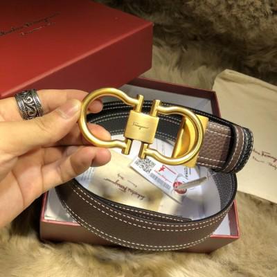 Ferragamo菲拉款专柜同步双面进口牛皮精品铜扣批发