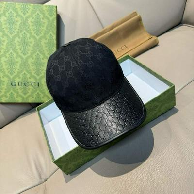 GUCCI 古驰 经典原单棒球帽 小双G牛皮拼接批发