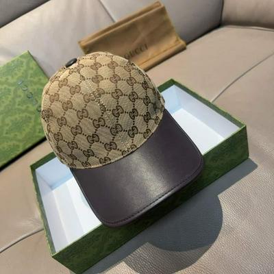 GUCCI 古驰 新款原单棒球帽 帆布拼皮批发