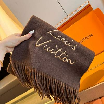 LV2025新款签名款围巾双面羔羊绒出口批发