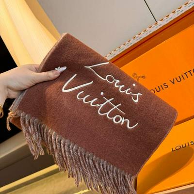 LV2025新款签名款围巾双面羔羊绒出口批发