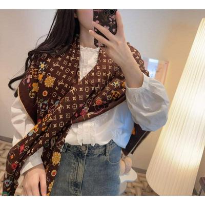 LV 双面同色原单Lv140cm丝绒方本款方巾批发