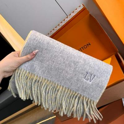 LV2025新款双面羔羊绒围巾出口订单喜批发