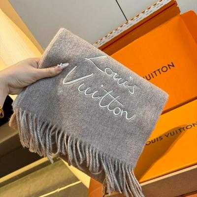 LV2025新款签名款围巾双面羔羊绒出口批发